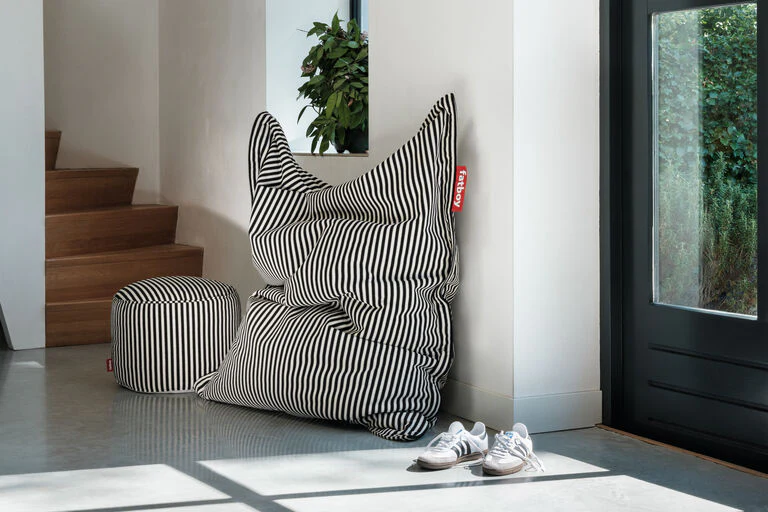 Original Slim Terry Beanbag Chair Black Cream - Image 7